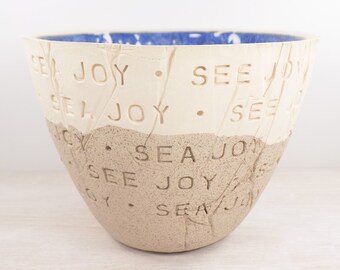 Sea Joy See Joy Pottery Bowl - Beach Lover Gift / Beach Decor Pottery / Coastal Decor / Nautical Decor / Inspirational Pottery