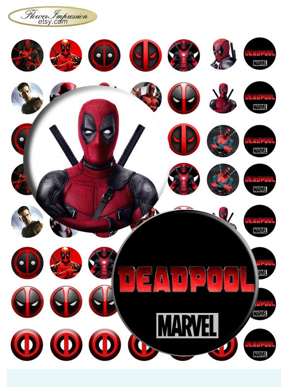 Deadpool 25mm A4 1 inch round images PrintableDownload