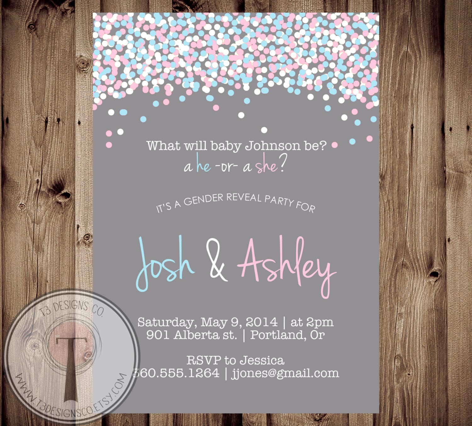 Gender Reveal Invitation Confetti Gender Reveal Party