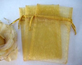 4" x 6" Gold Organza Bags for Wedding Favor Bags, Party Favors bags, Gift Bags, Sachets, Anniversary Favor Bags, Jewelry Bags, 10 pieces