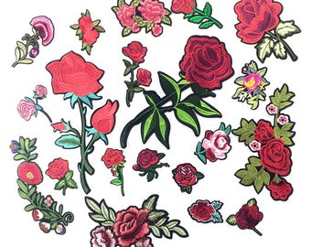 Embroidered Applique Flower Iron on Patches For Clothing Iron On Rose Patch Stickers For Garment DIY Badge (STYLE No. FOLLOW Second picture)