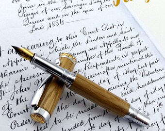Wood Fountain Pen in English Oak - Wood Pen - Fountain Pen - Pen - Hand Made - Chrome - Wooden pen - 950