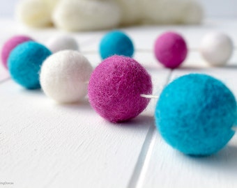 Wool Felt Ball Garland. Frozen Fun Pom Pom Garland. Girls Room Decor. Nursery Bunting. Birthday Party Garland. Princess Anna. Nursery decor