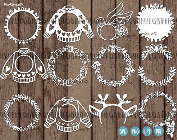 Download Christmas Monogram SVG Bundle SET 1 12 Blank Circle Wreath