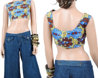 Crop Top - Midriff Crop Top - African Print Top - L - Large