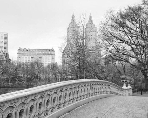 Central Park Art Bow Bridge New York Black and White