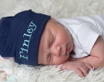 Newborn Hospital Hat, Monogrammed Hat, Baby Hat, Embroidered Personalized Hat, Custom Name, ANY COLORS Baby Boy Girl