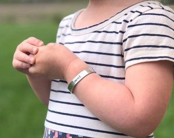 your words cuffs - custom hand stamped pewter bracelet - personalized - design your own - customized - toddler bracelet - child bracelet