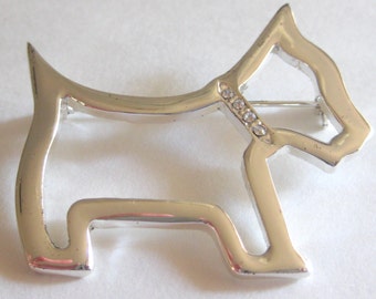 Scottish Terrier Rhinestone Collar Brooch Scottie Scotty AA-1