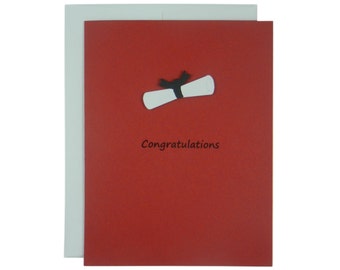 Red Diploma Graduation Card Congratulations Handmade Card Handmade Greeting Card for Graduation Gift for Graduation Congratulations Card