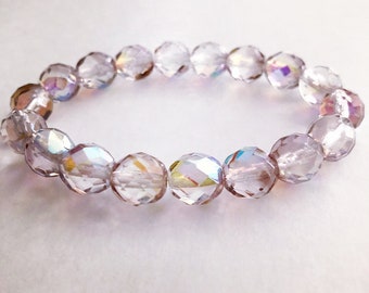 Lavender Bracelet, Glass Bead Bracelet, Czech Glass Jewelry, Handcrafted Bracelet, Gift for Her, Best Friends Gift, Beaded Bracelet
