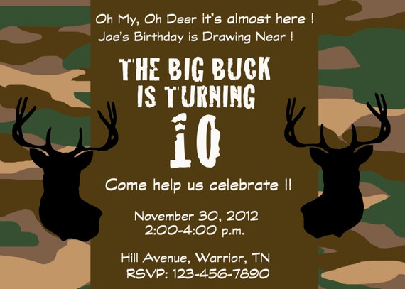 Deer Hunting Birthday Party Invitations 2