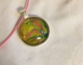 Handade abstract pendant ith necklace. Can alsobe made to order using your color choices,