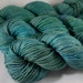Hand Dyed Blue Faced Leicester DK Yarn, Lagoon Colorway, Superwash Yarn, Kettle Dyed Soft Blue Green Yarn