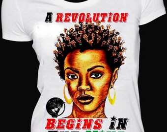 A Revolution Begins In The Mind T-shirt. Black History t-shirts