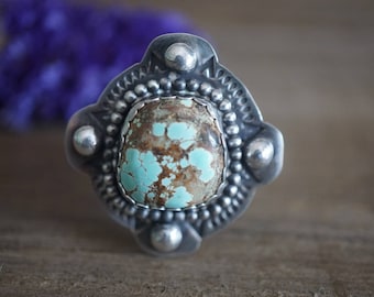 Sky Cloud Turquoise Ring. Turquoise Jewelry. Statement Ring. Sterling Silver Ring. Handmade Jewelry. Bohemian Jewelry.