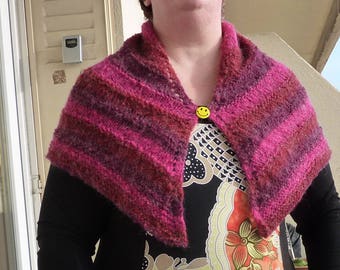 Striped pink-Burgundy mohair shawl