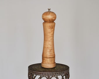 Curly Maple Pepper Mill with Bottom Stand