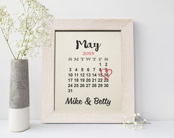 2nd anniversary gift, Cotton Anniversary Gift for Her, 2 Year Anniversary Gift, Cute Calendar