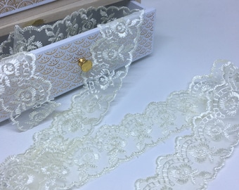 Lace ribbons embroidery beige width 50 mm