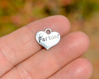 1 Silver Partner Heart Shaped Charm SC3946
