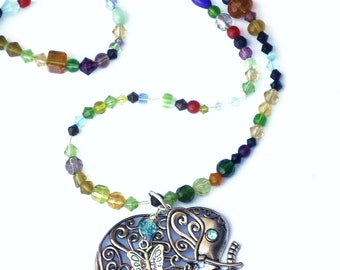 Long Beaded Glass Beads Elephant Necklace Boho Jewelry FREE SHIPPING
