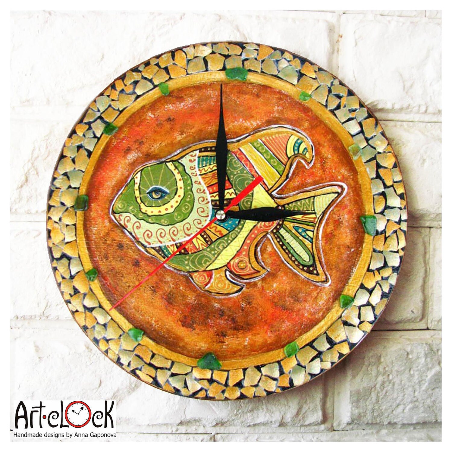 Fish Wall Clock Home Decor wall clocks handmade White wall