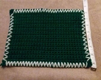 Green and white potholder