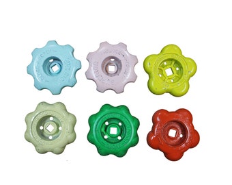 Vintage Multi-Colored Faucet Valve Collection -- Set of 6