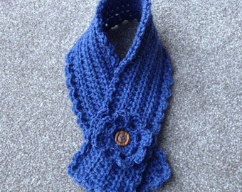 CROCHET PATTERN short scarf neck warmer scarflette with flower