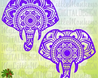 Elephant Head SVG, Mandala Svg, Elephant SVG, Elephant Head Mandala, Elephant Mandala Svg, Commercial Use SVG, Cut File, Clipart eps dxf png