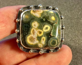 Large Square Ocean Jasper ring size 7