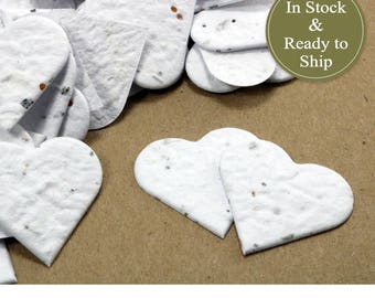 White Plantable Seed Paper Confetti Hearts - READY-TO-SHIP - Eco Friendly, Wedding Favors, Bridal Shower Favors, Baby Shower Favors