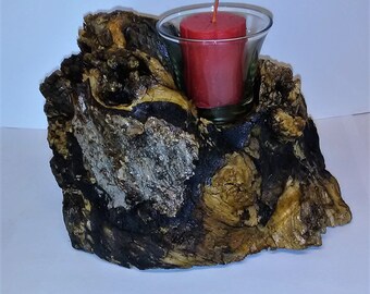 Unique one of a kind Wood Candle Holder