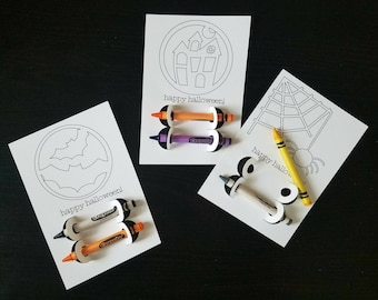 Halloween Coloring Cards Set of 20