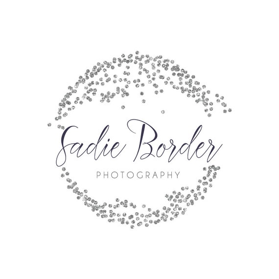 Silver Glitter Circle Logo Premade Photography Logo and