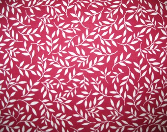 100 percent cotton fabric/maroon with white vines/quilting/crafts/sewing/by the yard