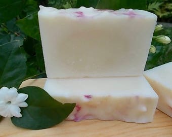Jasmine Soap, 3 Bars, Shea Butter, Organic Sunflower Oil, Artisan, Cold Process, Floral, Vegan, Bulk Soap, Discount, Lot of 3, Gift for Her