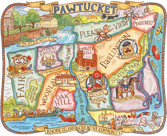 Pawtucket Rhode Island Map Art Print 11x14