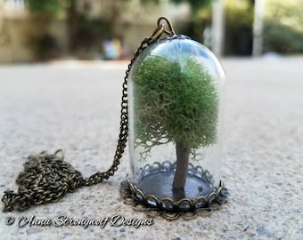 Tree of Life necklace moss terrarium