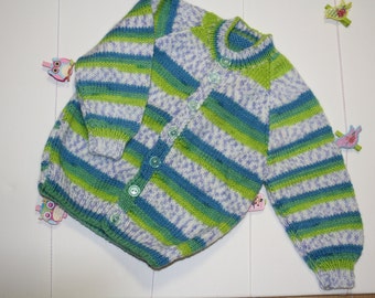 Green Multi-coloured Hand Knitted jumper