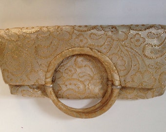 Folding Gold Brocade Clutch
