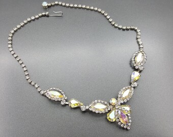 Sparkling Navette and Rhinestone Choker Necklace Wedding Bride