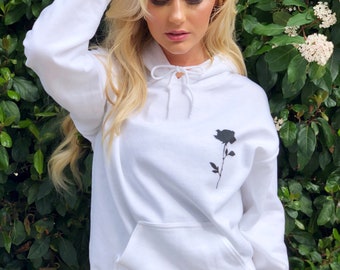 Rose Hoodie Womens Hoodie Summer Workout Hooded Sweatshirts Rose Floral Sweatshirt Tumblr Hoodies Gifts For Her Single Rose Shirt