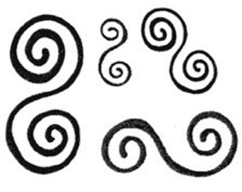 Unmounted Rubber Stamps Set of Four Double Spirals