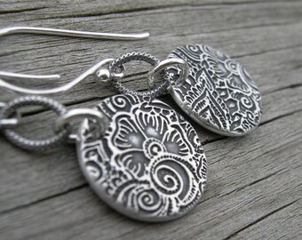 Sterling Silver Laasya Coin Earrings PMC