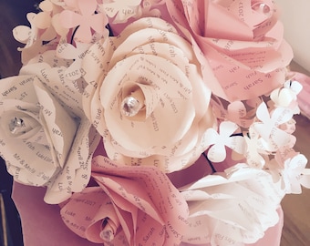Personalised paper roses, first anniversary, paper bouquet, forever paper flowers, wedding gift, first anniversary, engagement gift,