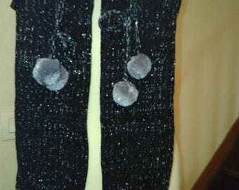Gaiters in cotton, acrylic and lace color black and silver