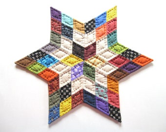Tabletop Quilts, Quilted Candle Mat, Quilted Table Topper, Star Table Mat, Rustic Home Decor Primitive Country Home Decor Farmhouse Decor