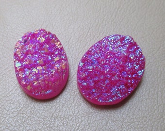 Pink Color Druzy Agate 2 Piece Mix Shape Crystal Druzy Natural Geode Druzy size 20 x 26 to 22 x 27 mm 936